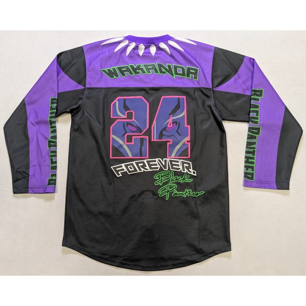 Black Panther Jersey Mens Small Black Purple Headgear Classics Hockey Wakanda - Picture 2 of 16
